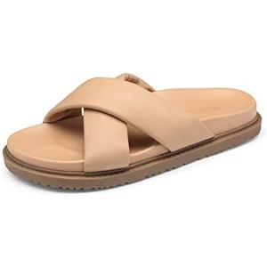 DREAM PAIRS Women's Crisscross Open Toe Slide Sandals Flat Comfort Slip on Sandals 9