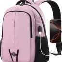 Zecti Travel Laptop Backpack for Men Women 17 Inch Casual Backpack for Work,Travel,Carry on College Backpack with USB Charging Hole, Water Resistant,Large Capacity Pink