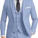 Men's Suit 3 Pieces Slim Fit Formal Business Wedding 2 Buttons Blazer Vest Pants Set Tuxedo (Large, Lavender)