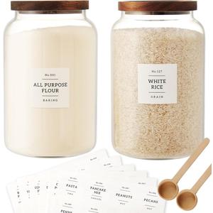2 PCS Large Glass Jar with Airtight Lid, Glass Food Storage Jars for Tea,Spice,Cereal, Egg,Flour,Coffee and More(1 gallon/4000 ml) (4000ml)