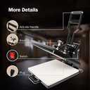 PowerPress Industrial-Quality Digital Sublimation Heat Press Machine for T Shirt, 15x15 Inch, Black