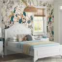 Floral Wall Murals Peel and Stick, Sketch Flat Flower Mural Wallpaper, Leather Textured Vinyl Self-Adhesive Wall Mural Sticker, Wall Decals for Bedroom Living Room Kids Room (Sketch Flat Floral)