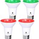 4 Pack BlueX LED Par20 Flood Red Green Light Bulb - 8W (65Watt Equivalent) - Dimmable - E26 Base Red Green LED Lights, Party Decoration, Porch, Home Lighting, Holiday Lighting, Flood Light