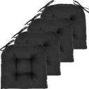 Chair Cushion, 4 Pack Chair Cushions for Dining Chairs, Chair Pads and Mat with Ties for Indoor Kitchen Seat and Desk (4 Count - 17 x 16 in, Black)