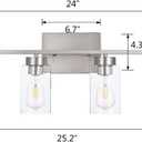 4 Light Bathroom Vanity Light Fixtures, Brush Nickel Modern Wall Lights with Clear Glass Shade, Vintage Wall Sconce Lighting for Living Room, Mirror, Bedroom, Hallway (Nickel, 4-Lights)