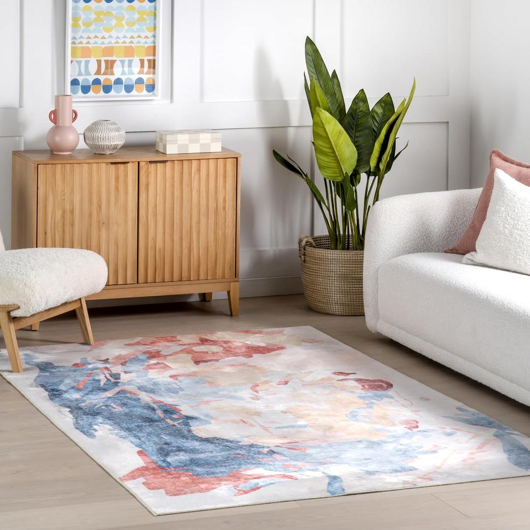 nuLOOM Galia Abstract 5' x 8' Machine Washable Area Rug for Living Room Bedroom Dining Room, Multicolor