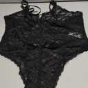 Kolagri Womens One Piece Lingerie Deep V Teddy Sexy Lace Bodysuit See Through Lingerie Babydoll Black XXL