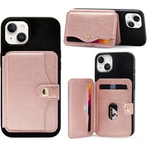 M-Plateau Slim Leather Wallet Phone Case, Adhesive Card Holder Compatible with Most Smartphones (Pink)