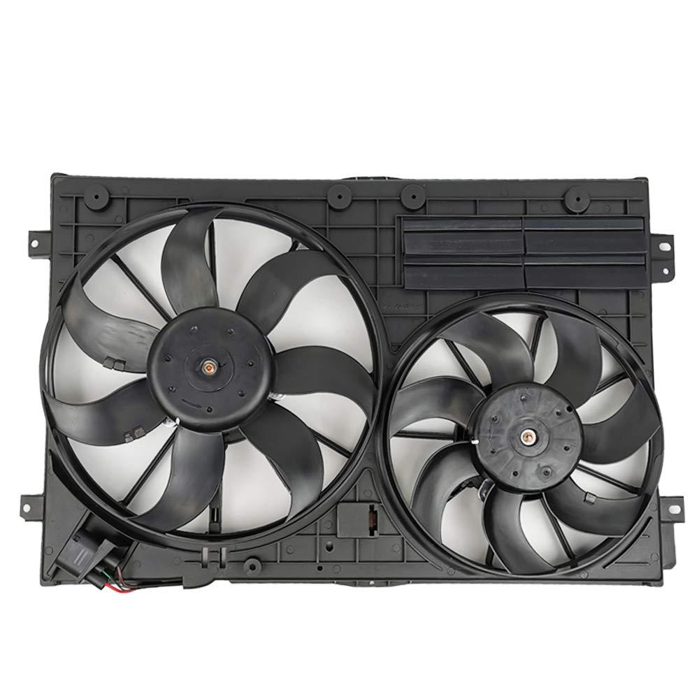 VW102 Replacement Dual Radiator & Condenser Cooling Fan Assembly for Volkswagen Jetta 2.0L VW Tiguan for Audi A3 TT