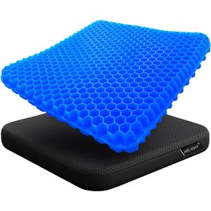 Gel Seat Cushion - Non-Slip Egg Seat Cushion Chair Pads - Office Chair Car Seat Cushion for Sciatica & Back Pain Relief - Coccyx Cushion for Home, Wheelchair, Computer, Desk Chair, Truck (16.5x14.5x1.65inch, Blue)