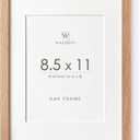 2 x 8.5x11 Picture Frame, Solid Oak Wood 8.5 by 11 Picture Frame with Mat to 6x8(Openning Size is 5.5x7.5), 11x8.5 Natural Oak Frames for Wall and Tabletop Display, Set of 1