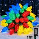 C9 LED Christmas Lights Outdoor,33 Feet 50 LED 8 Lighting Modes Waterproof Connectable Christmas String Lights for Outside Roofline Patio Home Xmas Decorations (Multicolored)