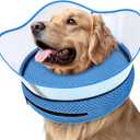 Supet Raised Inflatable Dog Cone Alternative Collars for After Surgery, Dog Donut Collar After Surgery, Soft Pet Cone for Small Medium Large Dogs to Stop Licking (M(Neck 9"-12.5"), Blue)