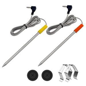 2-Pack Meat Probe Replacement for Oklahoma Joe's, Z Grills, Cuisinart Wood Pellet Grill and Smoker, with Grommet and Temperature Probe Clip