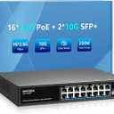 16 Port 2.5G PoE Switch Unmanaged with 16 Port 2.5Gb Base-T PoE+@250W + 2 x 10G SFP+ Uplink, NICGIGA 18 Port 2.5Gbe IEEE802.3af/at Power Over Ethernet Switch, Support WiFi6 AP, NAS, 4K PoE Camera NVR.
