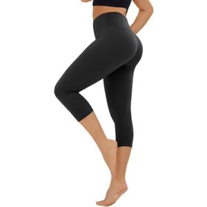 High Waisted Leggings for Women - No See Through Tummy Control Cycling Workout Yoga Pants with Pockets Reg & Plus (Small-Medium, Black)