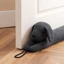 habibee 38'' Door Draft Stopper for Bottom of Door, Avoid Noise or Cold Air, Cute Grey Dog Draft Blocker for Window, Decorative Soundproof with Hanging Loops for Sweet Home, Heavy Duty 2.2 Pounds