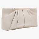 CHARMING TAILOR Clutch Evening Bag Elegant Pleated Satin Formal Handbag Simple Classy Purse for Women
