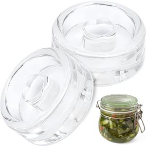 2 PCS Glass Fermentation Weights, Fermenting Lids for Wide Mouth Mason Jars, Canning Weights for Home Making Sauerkraut, Pickles, Kimchi 2 PCS Glass Fermentation Weights, Fermenting Lids for Wide Mouth Mason Jars, Canning Weights for Home Making Sauerkraut, Pickles, Kimchi