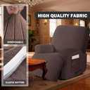 3 Pieces Stretch Recliner Chair Covers - Striped Pattern Slipcovers & Durable Furniture Protectors for Kids and Pets (1 Seater, Chocolate)