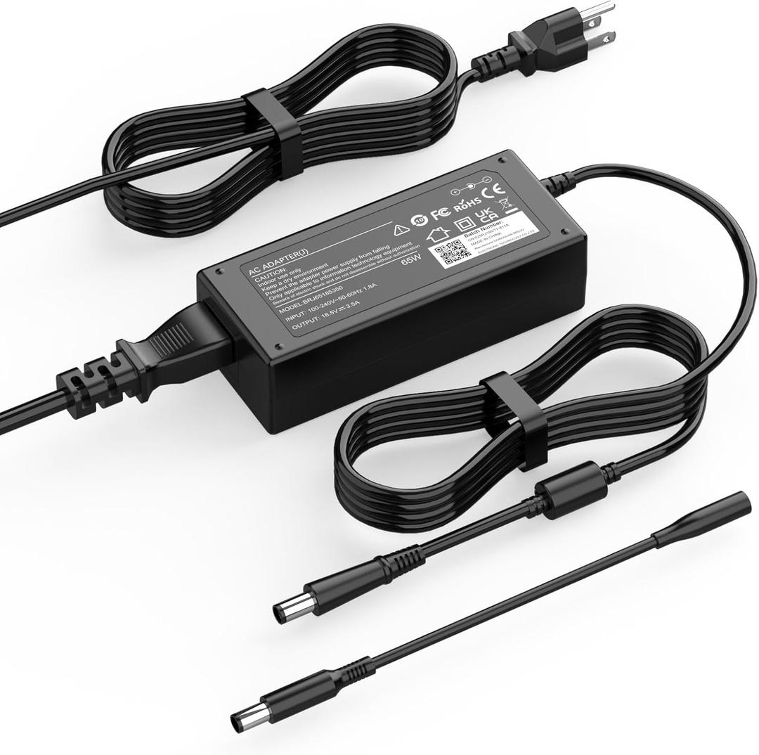 LJO-EEIH Laptop Charger Compatible with HP Pavilion G6 G7 DV7 DV6 DV5 DV4 G72 G71 G60 G61 G62 DM4, EliteBook 8440P 8460P 8460W, Probook 4320S 4420S 4430S Notebook 65W 18.5V 3.5A Power Supply