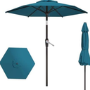 AreShark 7.5FT Patio Umbrella Table Market Umbrella w/Tilt and Crank Heavy-Duty Round Outdoor Umbrellas for Garden, Deck, Backyard, Pool and Beach, Lake Blue