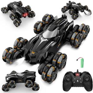 Remote Control Car, 2.4Ghz 8WD Rc Stunt Car with Automatic Demonstration, 360 Spins, Music and LED Lights, Remote Control Cars for Boys 4 5 6 7 8-12, Christmas Birthday Gifts Toys for Boys