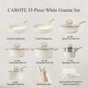 CAROTE ICE 35pcs Pots and Pans Set, Nonstick Cookware Sets, White Granite Induction Cookware with Kitchen Knife Set, 35 Piece