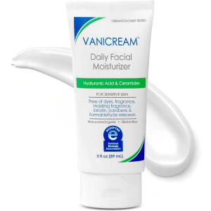 Vanicream Daily Facial Moisturizer With Ceramides and Hyaluronic Acid - Formulated Without Common Irritants for Those with Sensitive Skin, 3 fl oz (Pack of 1)