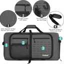 Foldable Travel Duffle Bag for Men Women, Waterproof with Shoe Compartment, 80L 120L Large Collapsible Luggage Bag, Lightweight Packable Duffel for Travel Sports Gym Airline Carry On Checked Bag