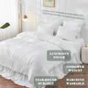 Bonlino Queen Comforter Set White Bedding - Ruched Comforter Queen Size Bed Set Boho Shabby Chic Bedding for Bedroom Comforter Fluffy 3 Piece Ruffle Comforter Set with Pillow White Soft