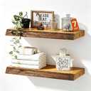 Floating Shelf, Solid Wood Wall Shelf, Rustic Wooden Floating Shelves for Wall, Farmhouse Wall Mounted Shelf for Bathroom, Living Room, Kitchen, Bedroom, Storage & Display (Natural Wood, 20 Inch)