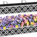 HFHOME 2 Pack 30 Inch Railing Planter Boxes with Adjustable Brackets & Non-Woven Fabric Liner Adjustable Gray Metal Window Box Planter for Balcony Deck Fence, Hanging Flower Basket for Outdoor Garden