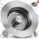 Hygie Rinse 3-in-1 Kitchen Sink Strainer Stopper Combo All Metal Stainless Pop Up Sink Drain Strainer with Handle Rod for US Standard 3-1/2 inch Drain Filter, Anti-Clog