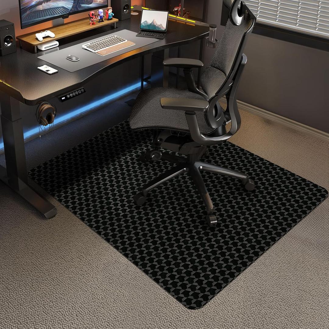 Vicwe Office Chair Mat for Carpet, 48"x36" Anti-Slip Waterproof Floor Protector Desk Chair Mat for Rolling Chairs, Heavy Duty Chair Mat with Studs, Easy Glide Floor Mat for Home, Gaming, Black
