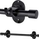 Curtain Rods for Windows No Drilling 30 to 120 Inch, 5/8 Inch Splicing Drapery Rods, No drill Curtain Rod Set with 3M Self Adhesive Curtain Rod Brackets for Indoor/Outdoor, Kitchen, Black, 30"-120"