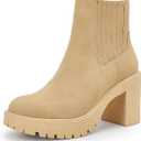 Womens Platform Chelsea Ankle Boots Lug Sole Chunky Block Heel Slip On Accordion High Top Western Booties, Size 8.5