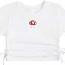 SHENHE Girl's Mushroom Print Short Sleev Crop Tops Ruched Drawstring Tee T Shirts