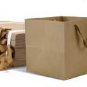 HUAPRINT Brown Paper Bags with Handles,Gift Bags Bulk 12 Pack,10x10x10inch Large Square Size,Paper Shopping Bags, Kraft, Party, Favor, Birthday,Goody, Take-Out, Merchandise, Retail Bags