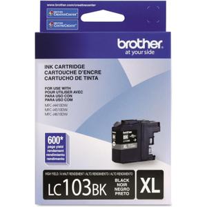 Brother Genuine High Yield Black -Ink -Cartridge, LC103BK, Replacement Black -Ink, Page Yield Up to 600 Pages, Amazon Dash Replenishment -Cartridge, LC103, 1 OEM -Cartridge