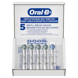 OralB CrossAction Electric Toothbrush Replacement Brush Heads, White, 4 Count + 1 Sensitive White