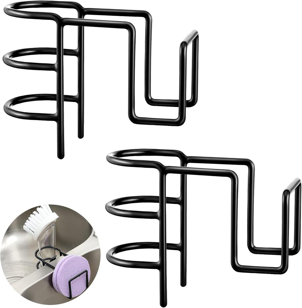 Blulu 2 Pieces Sink Dish Wand Brush Holder Kitchen Sink Caddy Organizer Sponge Storage Dish Scrubber Holder Kitchen Portable Storage Accessories for Home