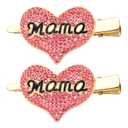 Mothers Day Hair Clip Rhinestone Mama Hairpin for Women Sparkling Heart Mom Hair Barrette Elegant Mothers Day Hair Accessory Gifts (Pink MAMA)