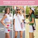 Metal Cup Holder with Strap for Stanley Cup 40 oz, Water Bottle Carrier Bag for Stanley Cup AccessoriesSports Water Bottle Accessories(Pink)