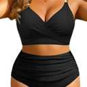 Aqua Eve Plus Size Two Piece Swimsuit - Women High Waisted Bikini Tummy Control Bathing Suit 2025 Swimwear, 12 W