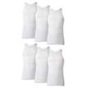 Hanes Men's Moisture-Wicking Ribbed, Lightweight Cotton Tank Undershirts, White , Small ,6 Count ( Pack of 1), S