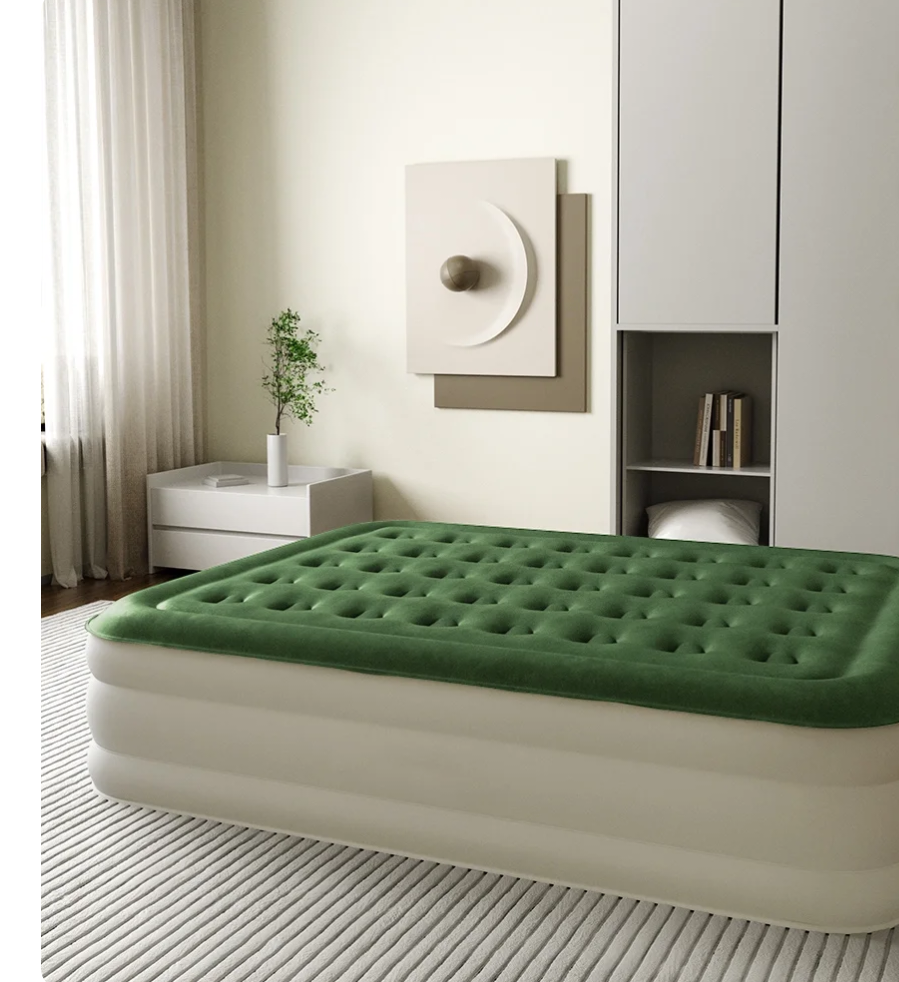 Zearna Inflatable 18 inch Queen Size Air Mattress with Built-in Pump Home Guest Bed