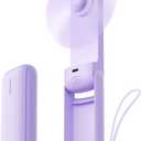 Aecooly Slim Portable Fan, Thin Handheld Fan, USB Rechargeable Mini Personal [24H Max Cooling Time], Battery Powered Small Foldable Pocket for Travel, Summer, Gifts for Women, Girls -Purple (1 Pack)