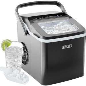 ICEMAN Dual-Size Ice Maker Countertop - Portable Ice Machine, Large and Small Ice Machine Maker with Self Cleaning, 9 Cubes in 7 Mins, 22lbs/24hrs, for Home, Kitchen, Office, Party, Ice Scoop Included