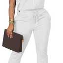 HBQ Women 2 Piece Outfits Sweatsuit Set Casual Lapel Zip Up Jacket Wide Leg Pant Lounge Set Tracksuit (Medium, White)